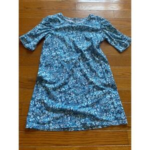 Lilly Pulitzer Shirt Dress Girls M 6-7 Blue AOP Floral Mini Belden Boho Casual‎